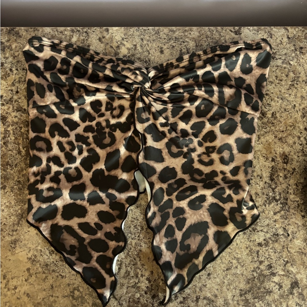 Leopard Print Satin Crop top